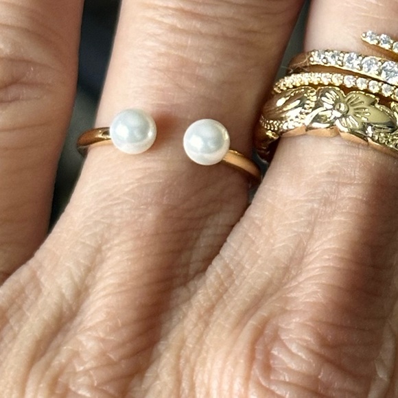 78A. Freshwater Pearl .925 Sterling Silver Vermeil Opening Adjustable Ring ONE - Picture 7 of 12